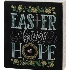 Best reviews of 🌟 Primitives By Kathy Blue & Black 'Easter Brings Hope' Block Sign 😉