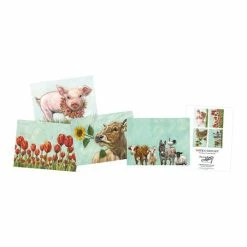 Buy 🎁 Primitives By Kathy Light Blue Sunflower Farm Animal Note Card - Set Of Four ✨