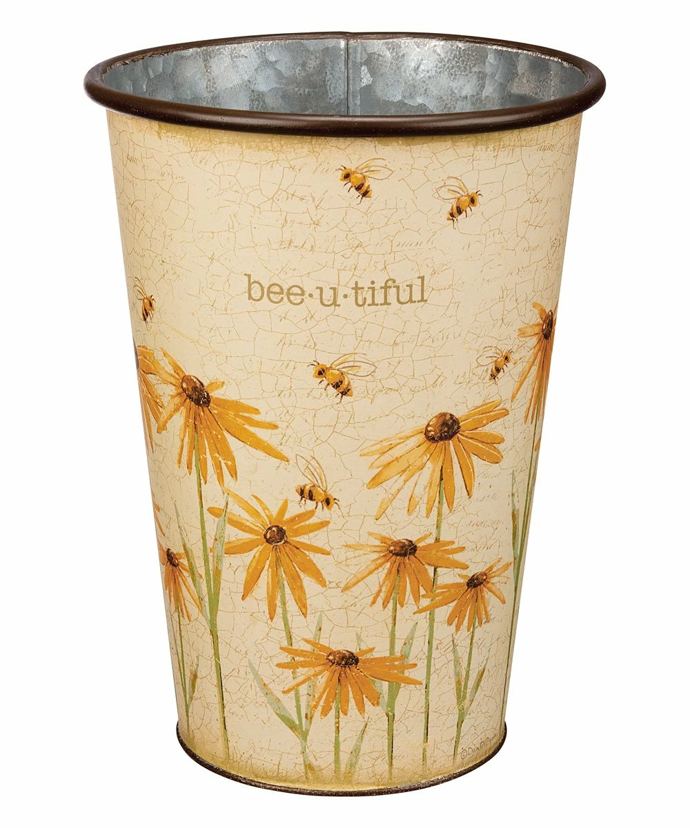 Best deal π Primitives By Kathy Yellow Floral Bee 'Life Is Sweet' Storage Bucket - Set Of Two β€οΈ - Image 2