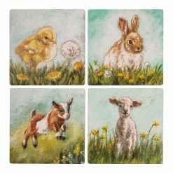 Best Pirce 🎁 Primitives By Kathy Green & Blue Farm Coaster - Set Of Four 🔔