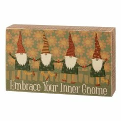 New ❤️ Primitives By Kathy Red 'Inner Gnome' Box Sign 🎉