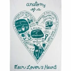 Wholesale 🤩 Primitives By Kathy White & Green 'Beer Lover's Heart' Dish Towel 🎉