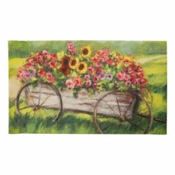 Best Pirce 😀 Primitives By Kathy Pink & Yellow Flower Wagon Rug 😀