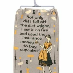 Best deal 💯 Primitives By Kathy Gray & Yellow 'Diet Wagon' Dish Towel ⭐