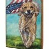 Deals 😀 Primitives By Kathy Running 🐕 Dog Patriotic Box Sign 🎉