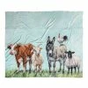 Brand new 🛒 Primitives By Kathy Blue & Green Farm Family Animal Throw 😀