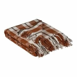 Discount 🥰 Primitives By Kathy Orange Plaid Fringe-Detail Throw ❤️