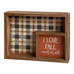 Coupon 🌟 Primitives By Kathy Brown & Black Plaid 'I Love Fall' Inset Shadow Box Wall Art 🛒