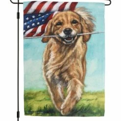 Best reviews of 🎉 Primitives By Kathy Blue & Green Running 🐶 Dog With Flag Outdoor Flag 👍