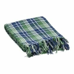 Brand new 💯 Primitives By Kathy Blue & Green Plaid Tassel Throw ❤️