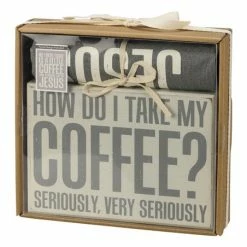 Cheap 😀 Primitives By Kathy Light Gray 'Take My Coffee' Block Sign & Gray 'Jesus' Hand Towel 😍