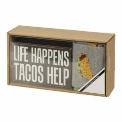 Top 10 🛒 Primitives By Kathy Gray & Black Taco 'Life Happens Tacos Help' Box Sign & 🧦 Socks - Adult ✔️