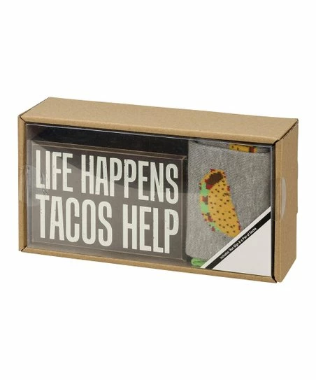 Top 10 π Primitives By Kathy Gray & Black Taco 'Life Happens Tacos Help' Box Sign & 𧦠Socks - Adult βοΈ