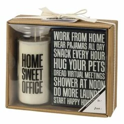 Flash Sale 🛒 Primitives By Kathy Black & White 'Work From Home' Box Sign & Jar Candle ⌛